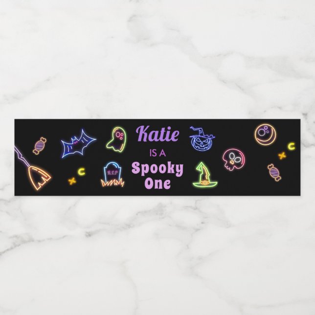 Spooky Halloween Glow Dark Birthday Water Bottle Label (Single Label)