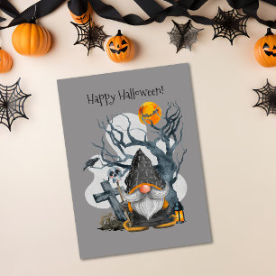 Spooky Halloween Gnome Holiday Card