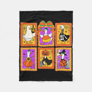 Spooky Halloween Goose Costume Colour Block Funny Fleece Blanket