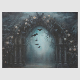 Spooky Halloween Gothic Arch w Bats for Decoupage Tissue Paper