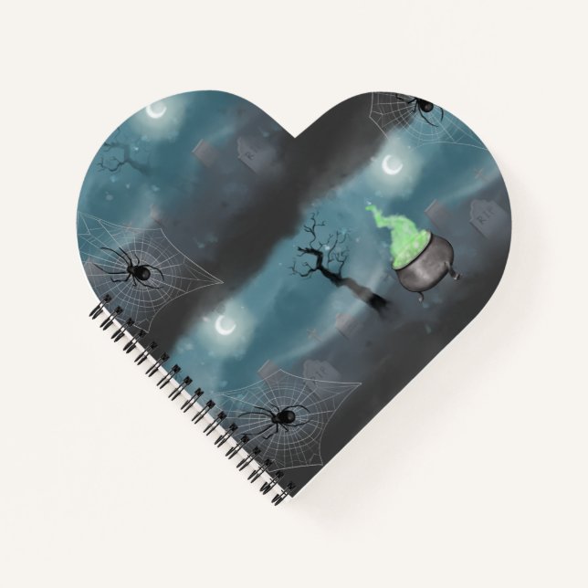 Spooky Halloween Grave Yard and Spider Webs  Wrapp Notebook (Front)