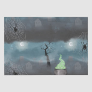 Spooky Halloween Grave Yard and Spider Webs  Wrapp Tissue Paper