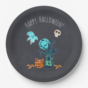 Spooky Halloween Graveyard Paper Plate