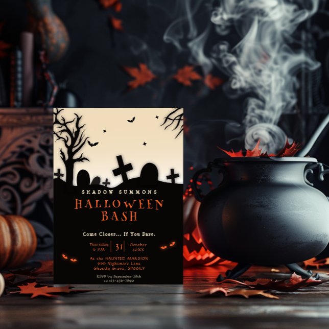 Spooky Halloween Graveyard Silhouette Party Invitation (Creator Uploaded)