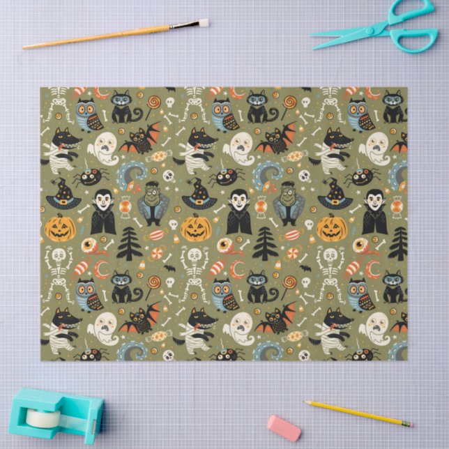 Spooky Halloween Green Tissue Paper (Craft)