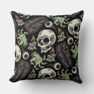 Spooky Halloween grunge Skull design Cushion