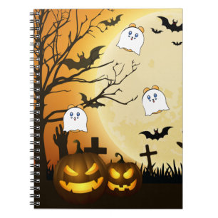 Spooky Halloween Hamster Cartoon Notebook