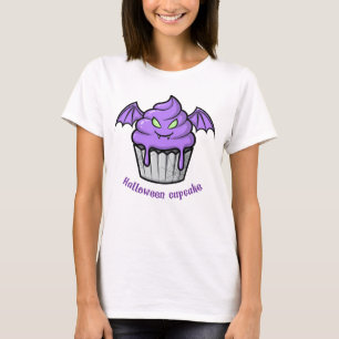 Spooky Halloween Haunted Cupcake with Glowing Eyes T-Shirt