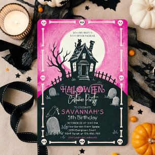 Spooky Halloween Haunted House Birthday Party Invitation