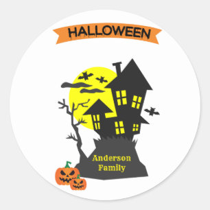 Spooky Halloween Haunted House Classic Round Sticker