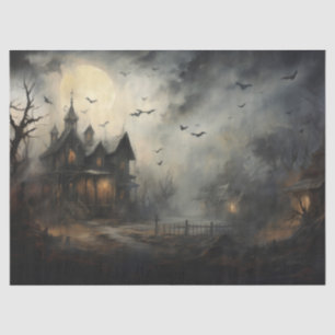 Spooky Halloween Haunted House for Decoupage Tissue Paper