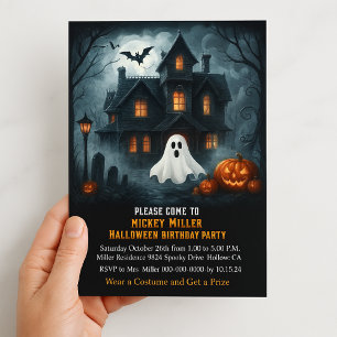 Spooky Halloween Haunted House Kids Birthday Party Invitation