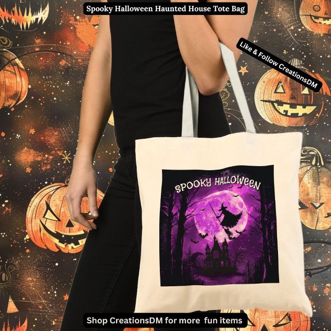 Spooky Halloween Haunted House Tote Bag (Creator Uploaded)