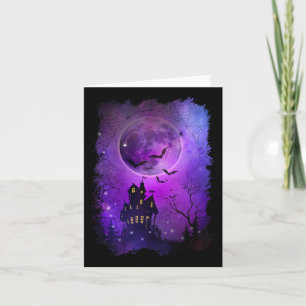 Spooky Halloween Haunted House Ts And Blood Moon S Card