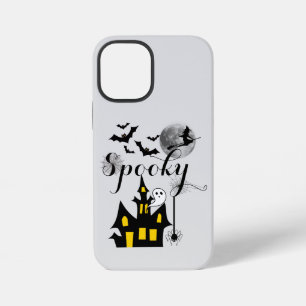 Spooky Halloween Haunted House with Witch and Bats iPhone 12 Mini Case