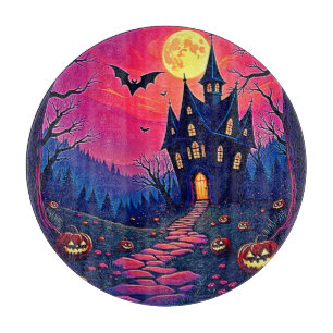 Spooky Halloween Haunted Mansion Art Cutting Board