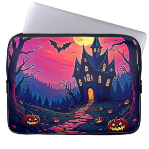 Spooky Halloween Haunted Mansion Art Laptop Sleeve