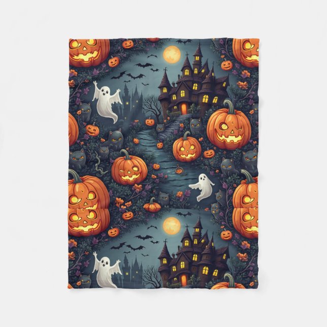 Spooky Halloween Haunted Night Small Fleece Blanke Blanket (Front)