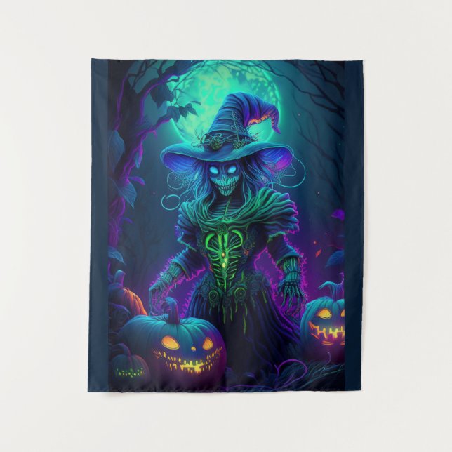 Spooky Halloween Haunted Scare Crow Tapestry (Front)
