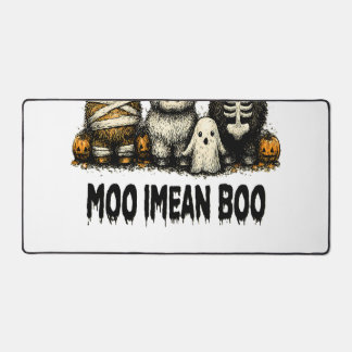 Spooky Halloween Highland Cow Desk Mat
