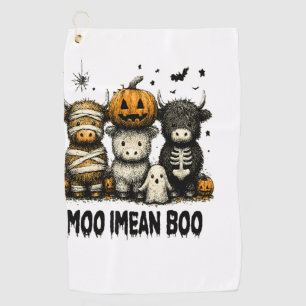 Spooky Halloween Highland Cow Golf Towel
