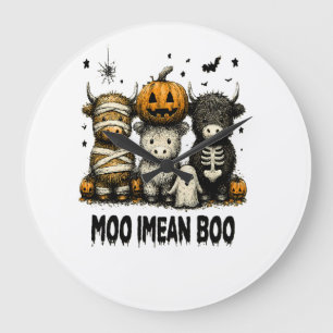 Spooky Halloween Highland Cow Large Clock