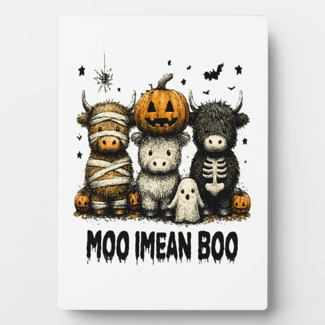 Spooky Halloween Highland Cow Plaque (Front)