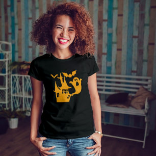 Spooky Halloween House Orange Graphic T-Shirt