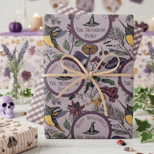 Spooky Halloween Hummingbird & Butterfly Garden Wrapping Paper Sheet