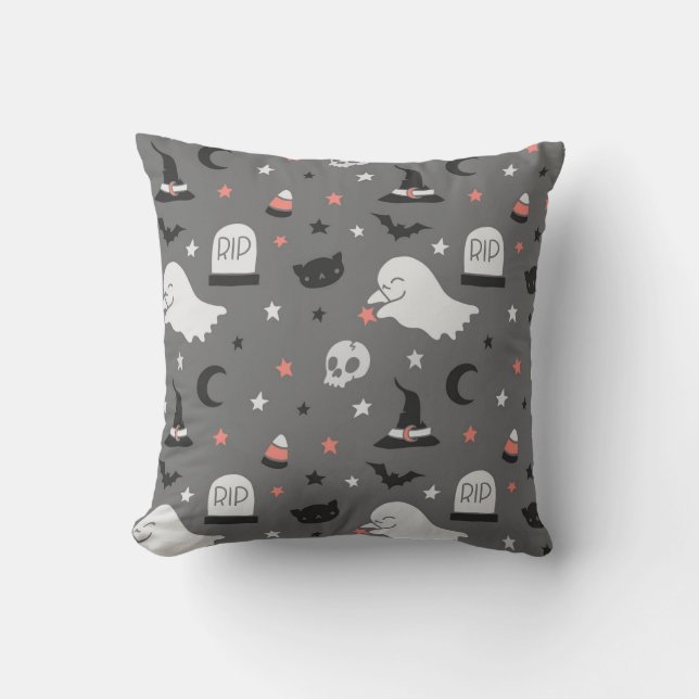 Spooky Halloween Icon Pattern Cushion (Front)