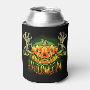 Spooky Halloween Jack-O-Lantern Can Cooler