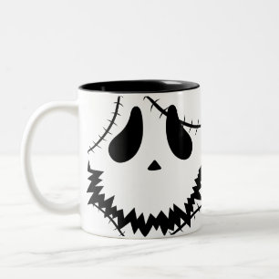 Spooky Halloween jack-o-lantern pumpkin face Two-Tone Coffee Mug