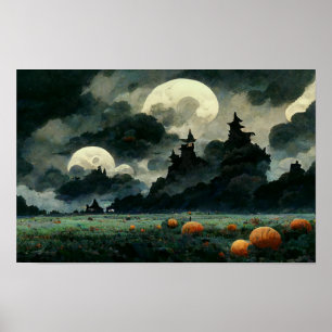 Spooky Halloween Landscape Poster