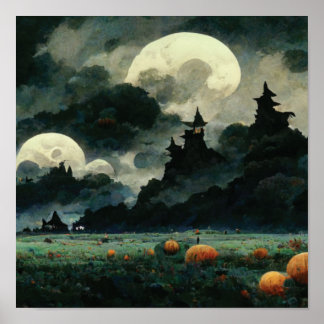 Spooky Halloween Landscapes Poster