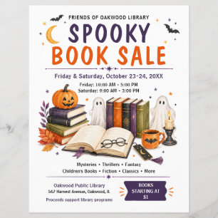 Spooky Halloween Library Book Sale Flyer