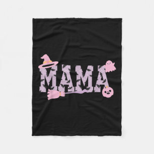 Spooky Halloween Mama Varsity Mom Pastel Pink Pump Fleece Blanket