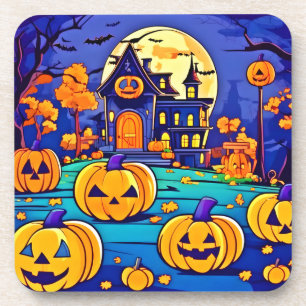 Spooky Halloween Mansion Artwork Coaster