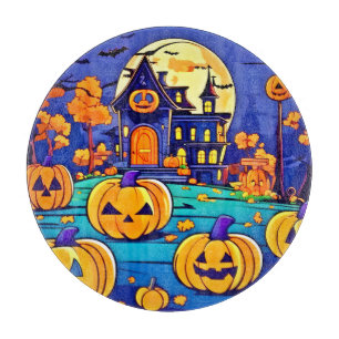 Spooky Halloween Mansion Artwork Cutting Board