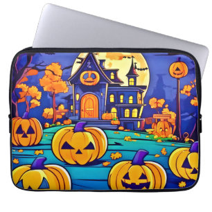 Spooky Halloween Mansion Artwork Laptop Sleeve