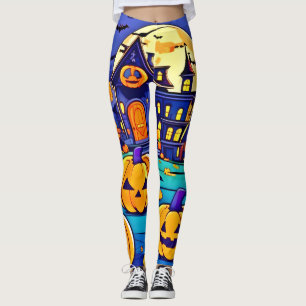 Spooky Halloween Mansion Artwork Leggings