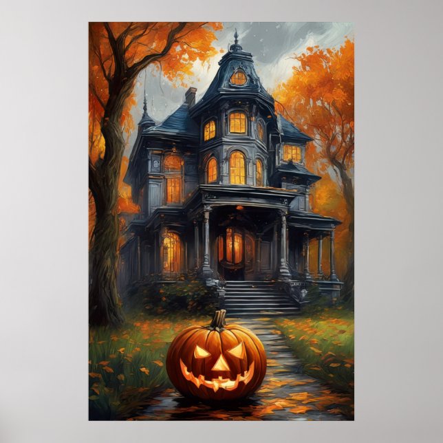 Spooky Halloween Mansion Poster (Front)