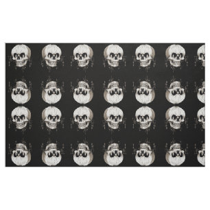 Spooky Halloween Melting Cranium With Bat Imagery Fabric