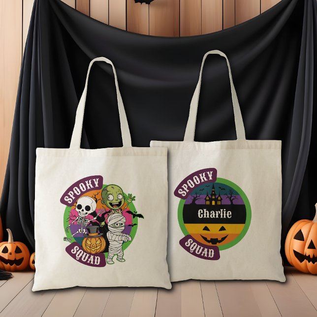 Spooky Halloween Monster Cartoon Trick or Treat Tote Bag (Creator Uploaded)
