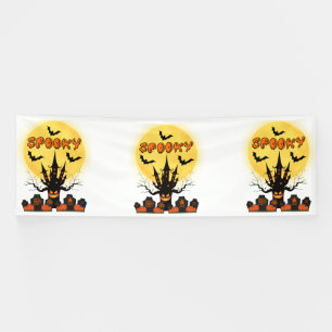 Spooky Halloween Moon 4x12 Vinyl Banner