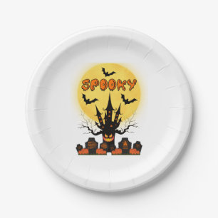 Spooky Halloween Moon Paper Plates