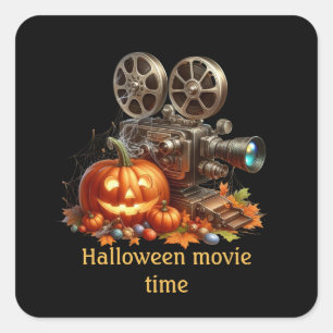 Spooky Halloween movie night customisable Square Sticker