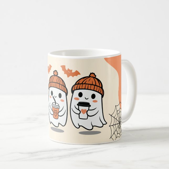 Spooky Halloween Mug – Pumpkin, Ghost & Witch Coff (Front Right)