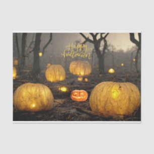 Spooky Halloween Night and Pumpkins in the Forest  Tissue Paper