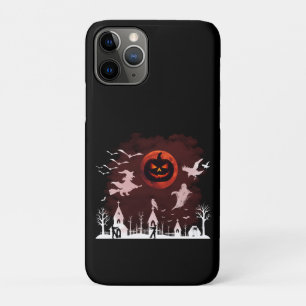 Spooky Halloween Night Full Moon Pumpkin Scene iPhone 11 Pro Case