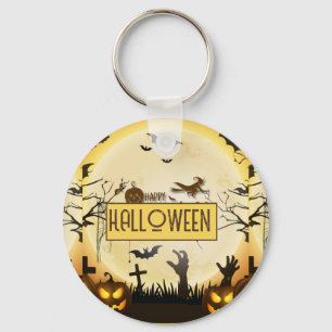 Spooky Halloween Night Haunted Autumn Design Key Ring